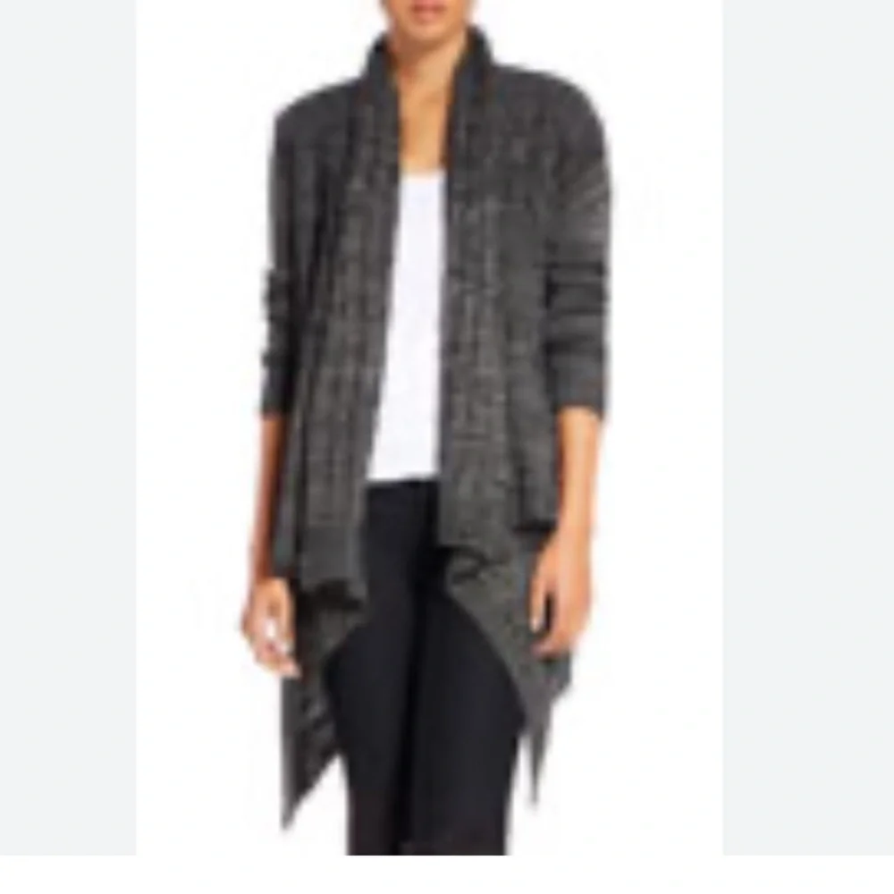 PASSPORTS Waterfall Asymmetric SMwomen's open front button gray Cardigan Duster